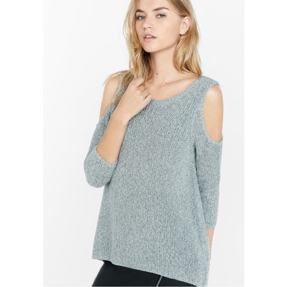 Grey Marled Cold Shoulder Sweater Size small - Picture 1 of 8
